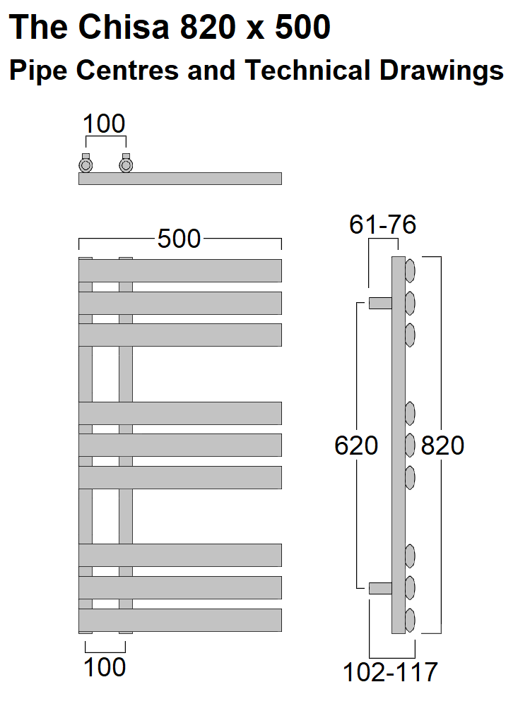 Chisa Towel Rail 820 x 500mm, Chrome
